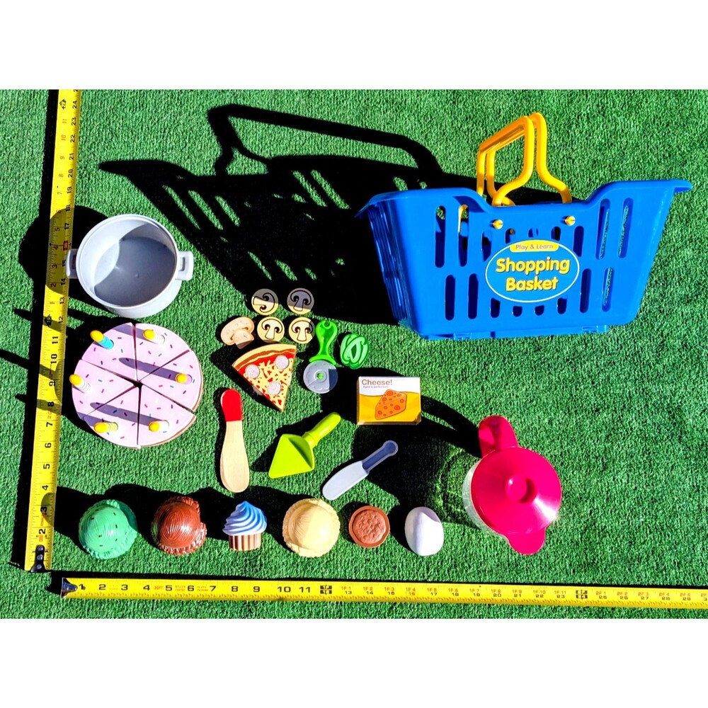 33Pc Shopping Basket/Cake/Pizza/+More Pretend Toy Play Set Assorted Collection